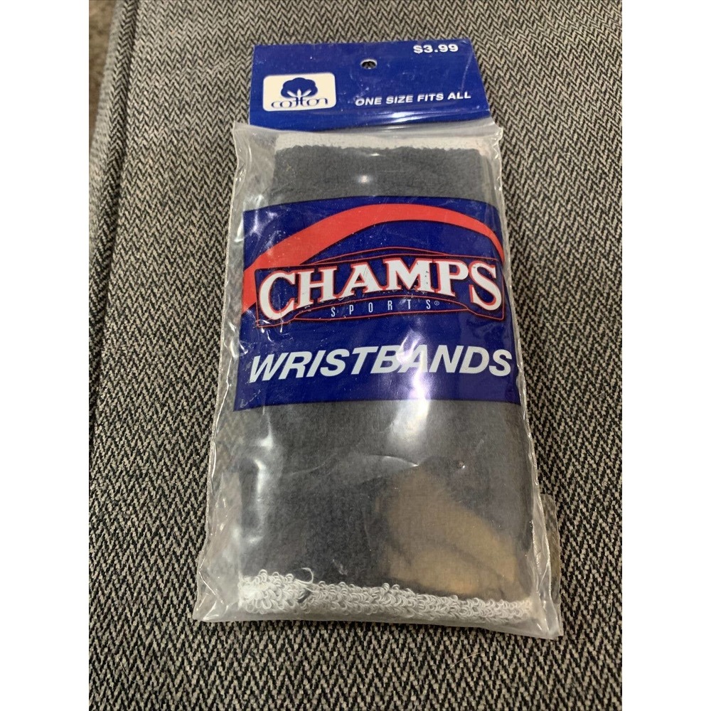 Vtg Terrycloth Sweat Bands Wristbands NOS Black Gray Kings Raiders Champs 90’s